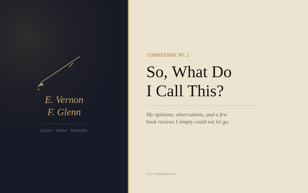 E. Vernon F. Glenn Commentary No. 2 - So What Is a Blog - books opinions and observations